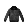 Black Bomber Flight Leather Jacket