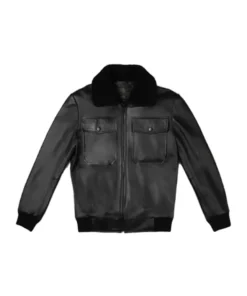 Black Bomber Flight Leather Jacket