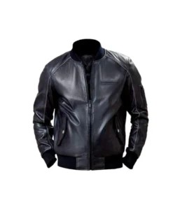 Black Leather Bomber Jacket