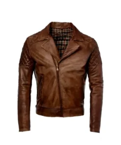 Mens Brown Leather Biker Jacket