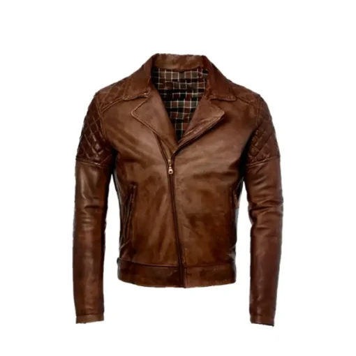 Mens Brown Leather Biker Jacket